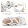 Sandals for Women Flat Dressy: Summer Flower Sandals with Ankle Strap Comfortable Casual Walking Flat Sandals Size 5-11