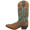 Womens Miss Kate Floral Tooled Inlay Snip Toe Casual Boots Mid Calf Mid Heel 2-3" - Brown