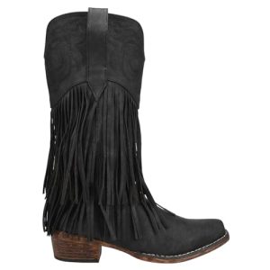 Womens Rickrack Snip Toe Casual Boots Mid Calf Low Heel 1-2" - Black