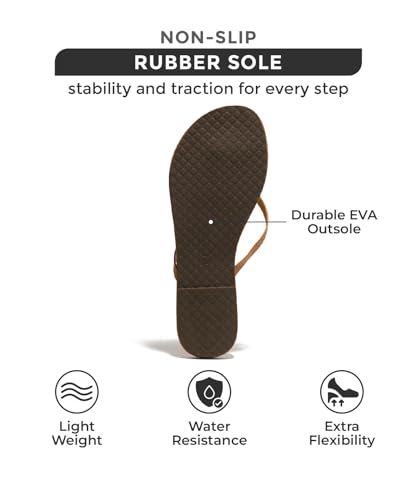Flip Flops for Women - Memory Foam Flats Summer Sandals for Women 2025 - Vegan Leather Lightweight Womens Sandals Summer Beach