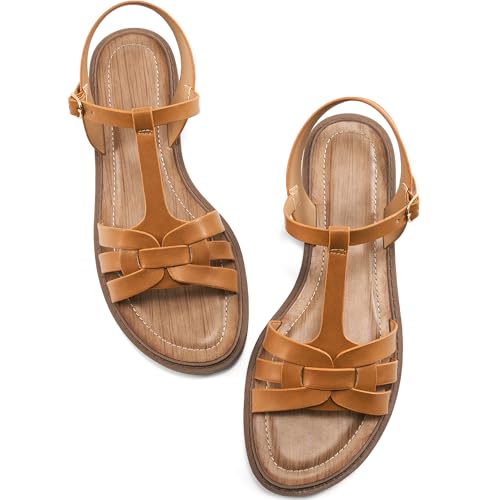 Women's Flat Sandals Dressy: Summer Gladiator Dress Sandals 2025 Comfortable Slip On Walking Beach Footwear Slingback