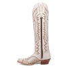 Boots Womens Josie Embroidered Snip Toe Zippered Casual Boots Mid Calf Low Heel 1-2" - White