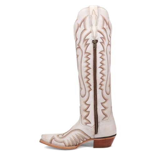 Boots Womens Josie Embroidered Snip Toe Zippered Casual Boots Mid Calf Low Heel 1-2" - White