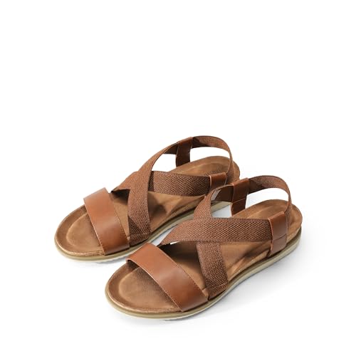 Women's Comfortable Low Wedge Sandals, Open Toe Slip On Strappy Flat Sandals Light-weight Summer Shoes