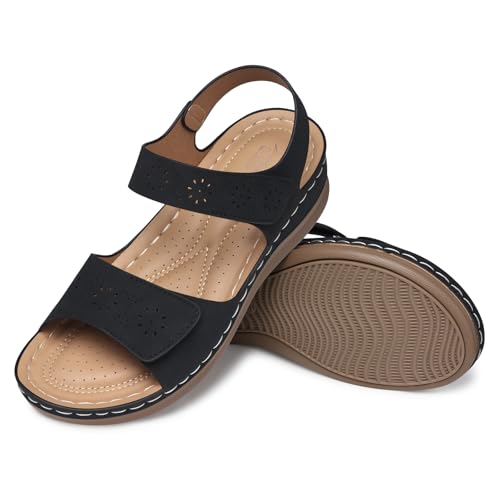 Flat Sandals for Women Dressy: Comfortable Flats Sandals Women Open Toe Ankle Strap Walking Shoes Summer