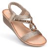 Womens Wedge Sandals Low: Elastic Ankle Strap Wedge Sandals