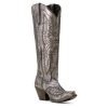 Womens Casanova Embroidered Snip Toe Zippered Casual Boots Knee High Mid Heel 2-3" - Purple