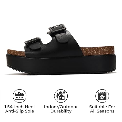 Wedge Platform Sandals For Women 2025 - Memory Foam Insole & Cork Footbed Platform Heel Slides for Women Footwear - Beach