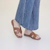 Womens Slip On Flat Sandals Soft Leather Open Toe Slide for Summer Dressy
