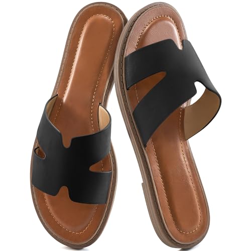Flat Sandals for Women Slides: Comfortable Slip On Womens Flats Shoes Dressy Summer Casual Beach Sandal 2025
