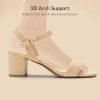 Women's Low Heels Block Open Toe Ankle Strap Classic Short Chunky Sandals with Buckle for Daily Work Wedding Party