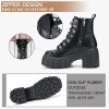 Women’s Combat Boots Lightweight Lace up Side Zipper Ankle Botas High Heel Chunky Platform Lug Sole Booties Size 6-11