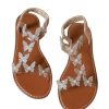 Women's Elegant Rhinestone Butterfly Transparent Elastic Strap Summer Flat Sandals