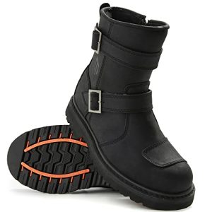 Leather Motorcycle Boots Protective Footwear with Side Zipper Motocross Riding Boot for Combat Tactical Hiking Men Women