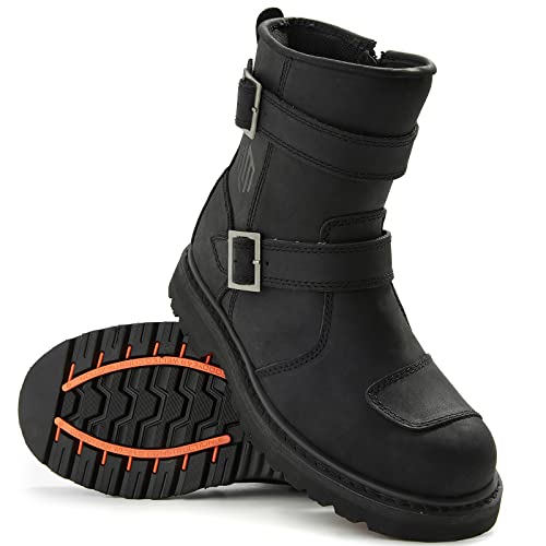 Leather Motorcycle Boots Protective Footwear with Side Zipper Motocross Riding Boot for Combat Tactical Hiking Men Women