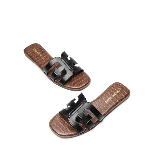 Women's Slip-on Slides Open Toe Dressy Flat Slide Sandals Fashion Classic Summer Beach Slippers