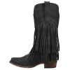 Womens Rickrack Snip Toe Casual Boots Mid Calf Low Heel 1-2" - Black
