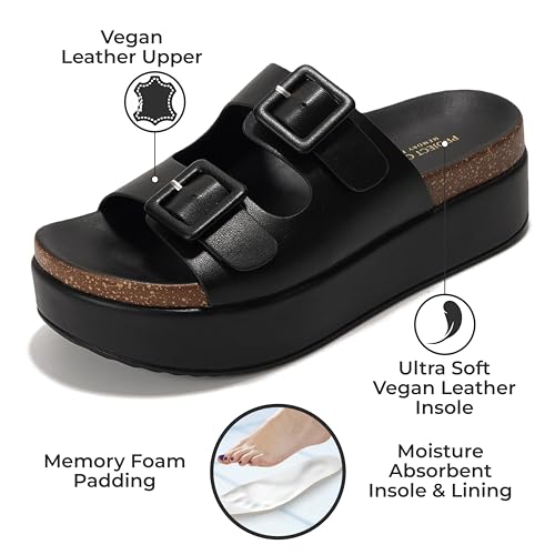 Wedge Platform Sandals For Women 2025 - Memory Foam Insole & Cork Footbed Platform Heel Slides for Women Footwear - Beach