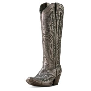 Womens Casanova Embroidered Snip Toe Zippered Casual Boots Knee High Mid Heel 2-3" - Purple