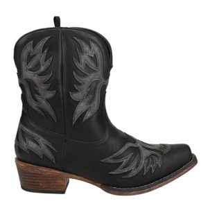 Womens Amelia Tooled Inlay Snip Toe Casual Boots Ankle Low Heel 1-2" - Brown