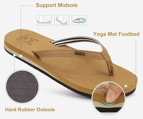 Womens Arch Support Flip Flops Comfortable Yoga Mat Slip on Summer Beach Walking Thong Cushion Sandals