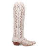 Boots Womens Josie Embroidered Snip Toe Zippered Casual Boots Mid Calf Low Heel 1-2" - White