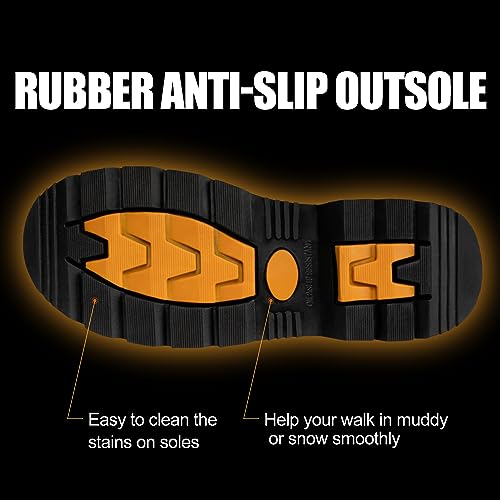 Rubber Work Boots, Puncture-Proof with Steel Toe & Shank, Waterproof Insulated 6mm Neoprene Hunting Boots for Farming,