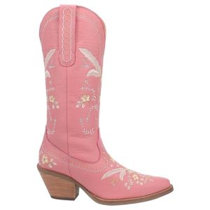 Womens Full Bloom Floral Round Toe Casual Boots Knee High Mid Heel 2-3" - Black