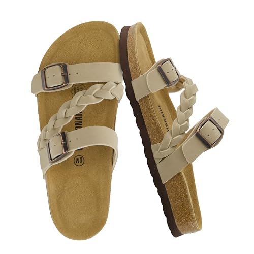 Women's Lizzy Cork Footbed Sandal - Comfortable, Adjustable Straps, Arch Support, Wide Widths Available, Boho Chic Summer Slides