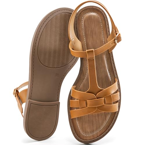 Women's Flat Sandals Dressy: Summer Gladiator Dress Sandals 2025 Comfortable Slip On Walking Beach Footwear Slingback