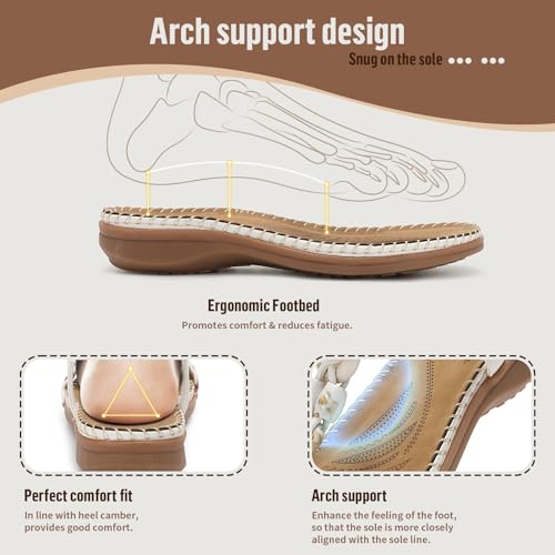 Women Sandals Arch Support Handmade Bohemian Braided Flat Sandals Comfort Walking Beach Ankle Elastic Summer Shoes