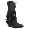 Womens Rickrack Snip Toe Casual Boots Mid Calf Low Heel 1-2" - Black