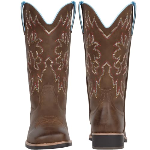 Wide Width Cowboy Boots for Women Square Toe Cowgirl Boots Wide Calf
