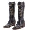 Womens Wide Calf Cowboy Boots Classic Western-Style Cowboys Boots for Women Pointed Toe Womens Cowgirl Boots with Chunky Heel
