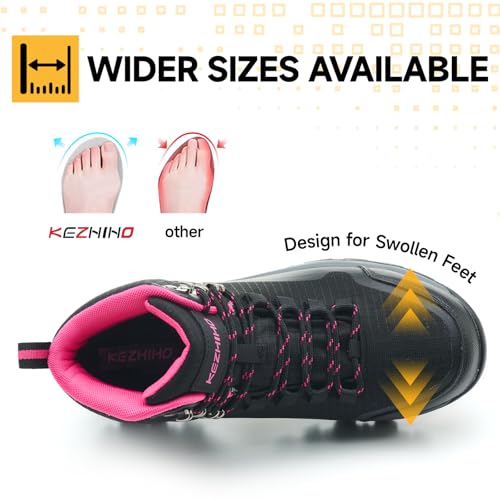 Waterproof Steel Toe Boots for Women Wide Width Non Slip Work Boots Lightweight Slip Resistant Safety Shoes Indestructible