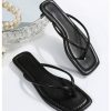 Women's Square Open Toe Flip Flop Minimalist Thong Flat Sandals Slide On Summer Vacation 2025 Dressy Shoes