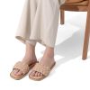 Women's Square Open Toe Slide Sandals Cute Slip on Braided Slides Flat Sandals for Summer