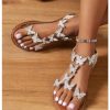 Women's Elegant Rhinestone Butterfly Transparent Elastic Strap Summer Flat Sandals