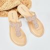 Women's Flat Slide Sandals - Casual Bling Bohemian Thong Slip on Summer Flat Sandals.