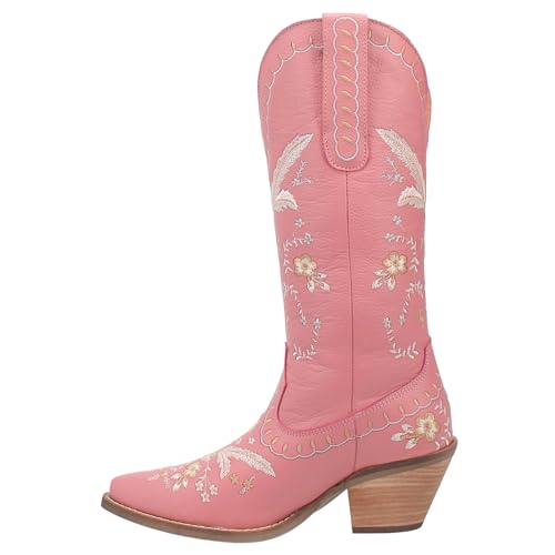 Womens Full Bloom Floral Round Toe Casual Boots Knee High Mid Heel 2-3" - Black