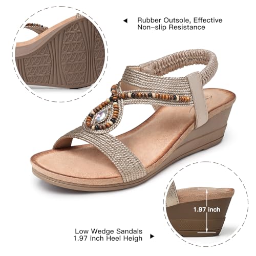 Womens Wedge Sandals Low: Elastic Ankle Strap Wedge Sandals