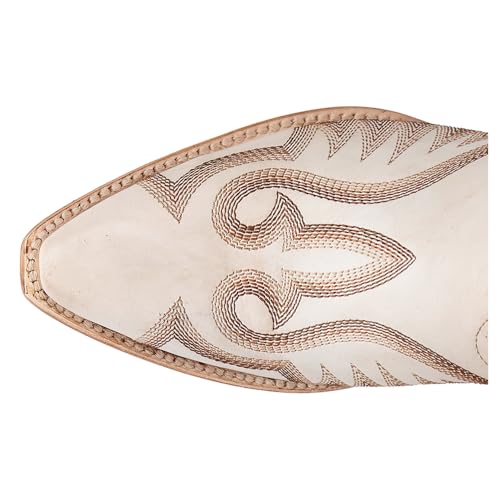 Boots Womens Josie Embroidered Snip Toe Zippered Casual Boots Mid Calf Low Heel 1-2" - White