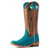 Womens Futurity Boon Croc Snip Toe Pull On Dress Boots Knee High Low Heel 1-2" - Blue, Brown