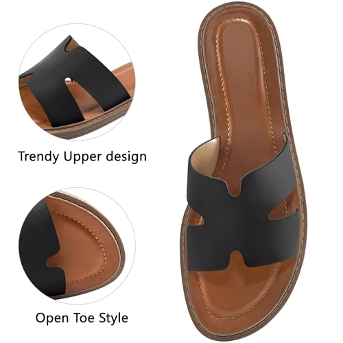 Flat Sandals for Women Slides: Comfortable Slip On Womens Flats Shoes Dressy Summer Casual Beach Sandal 2025