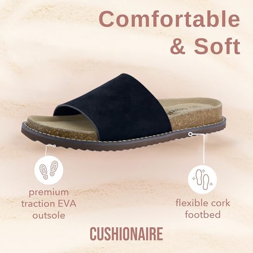 Ritual Women’s Slide Sandal – Suede Slip-On with Cork Footbed, Contoured Insole & Flexible Lightweight Outsole