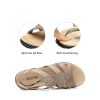 Women's Comfortable Arch Support Dressy Flat Sandals Elastic Open Toe Walking Shoes for Summer