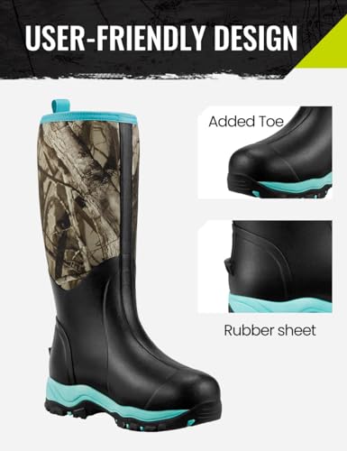 Hunting Boot for Women, Insulated Waterproof Sturdy Women's Hunting Boot, 6mm Neoprene and Rubber Outdoor Boot Next Camo G2