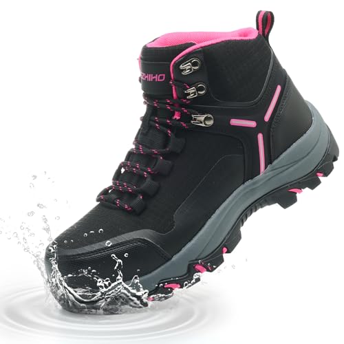 Waterproof Steel Toe Boots for Women Wide Width Non Slip Work Boots Lightweight Slip Resistant Safety Shoes Indestructible
