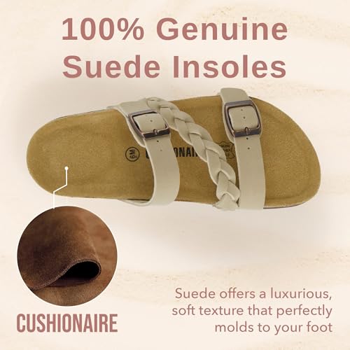 Women's Lizzy Cork Footbed Sandal - Comfortable, Adjustable Straps, Arch Support, Wide Widths Available, Boho Chic Summer Slides