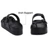 Womens Arch Support Platform Sandals Comfort Slides Thick Soles Flat Sandals With Adjustable Buckle & Ultra Cushion